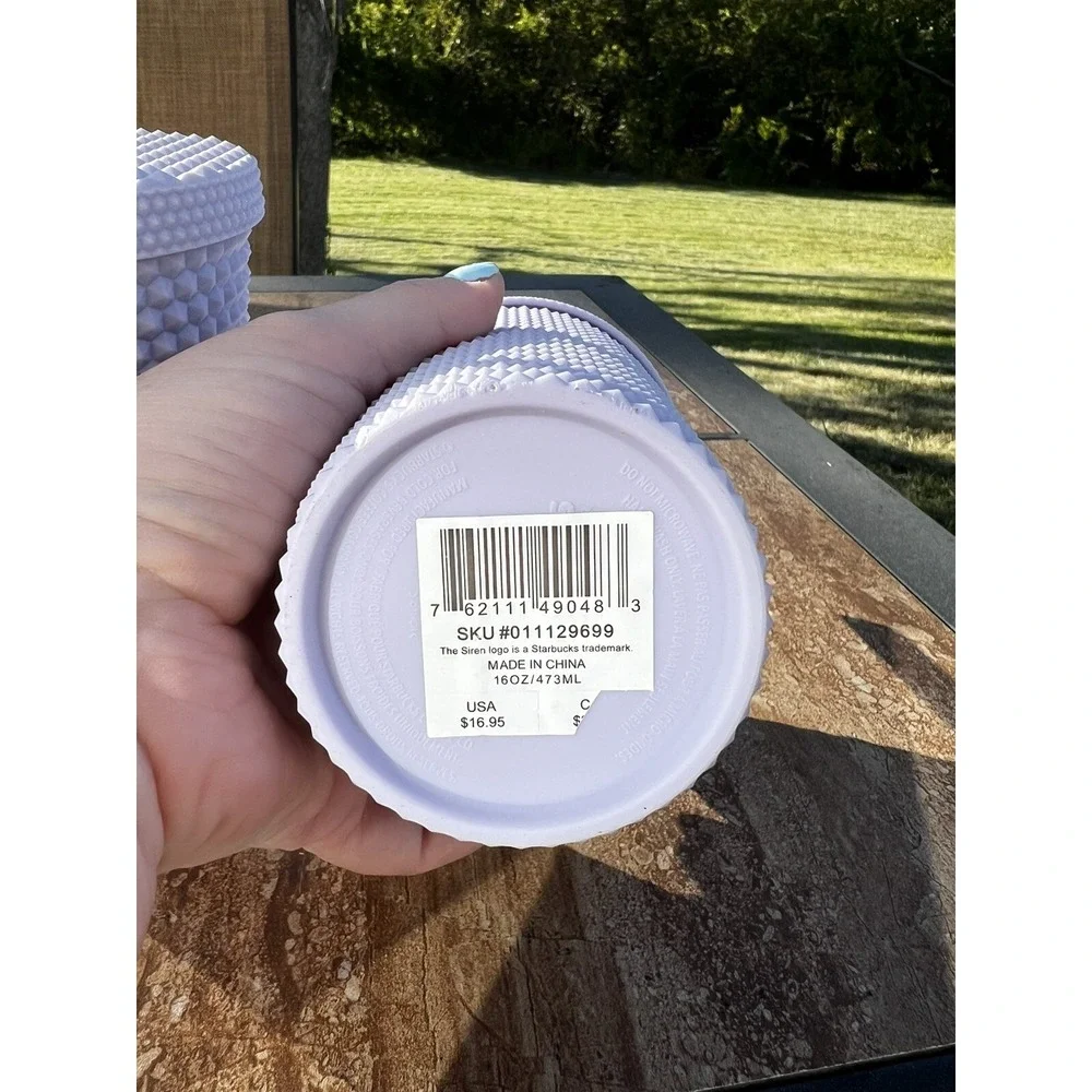 Starbucks Tumbler Matte Lavender Purple Diamond Studded Grande Water Cup‎ 16oz